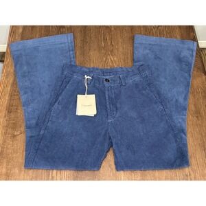 PlusPeople‎ Women Blue Corduroy Flare Wide Leg Pants Made in Italy TG 42